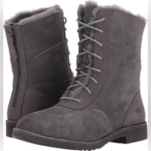 UGG Daney lace-up boots in a grey suede with genuine sheepskin lining